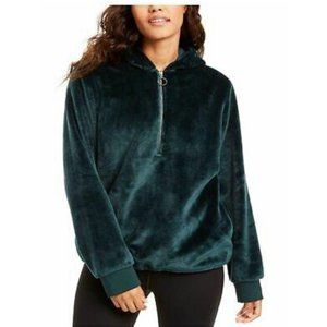 Ideology Faux-Fur Velour Quarter-Zip Hoodie